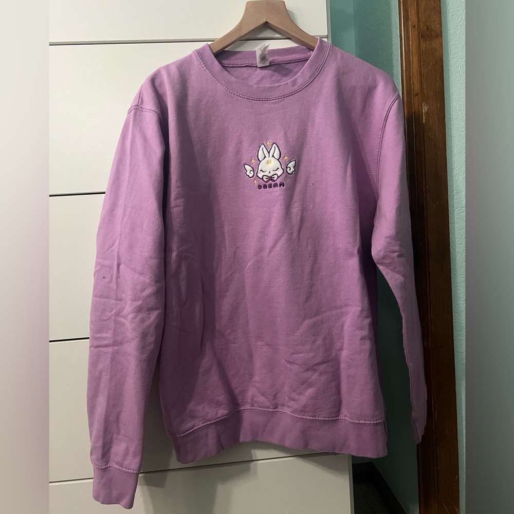 Purple Bunny Sweater with Embroidered Design
